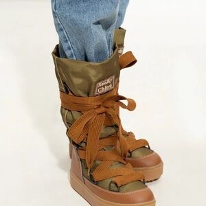 See By Chloe Olive and Tan Winter Boots